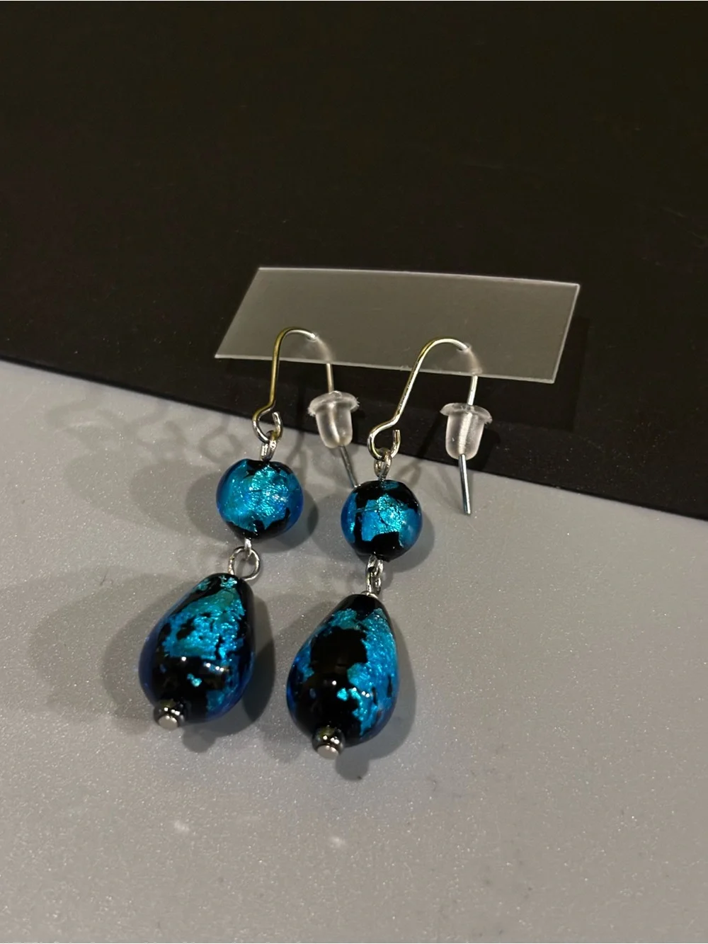 Blue Glass Drop Earrings - Elegant Women’s Jewelry